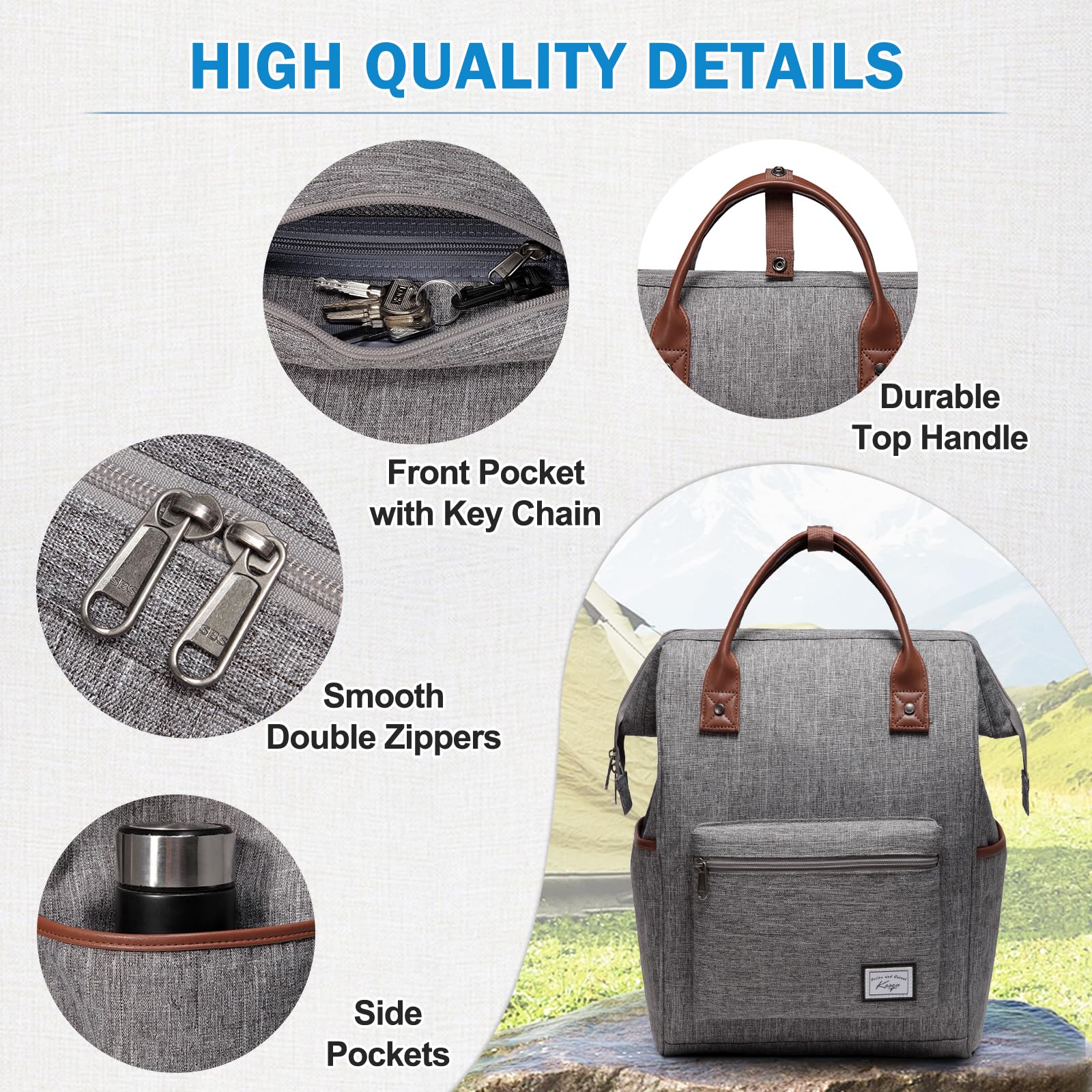 Zaino Antifurto Kasgo – Porta PC 15.6″ – USB Ricarica, Impermeabile – Grigio – Per Viaggio, Università E Lavoro – 24L - 4