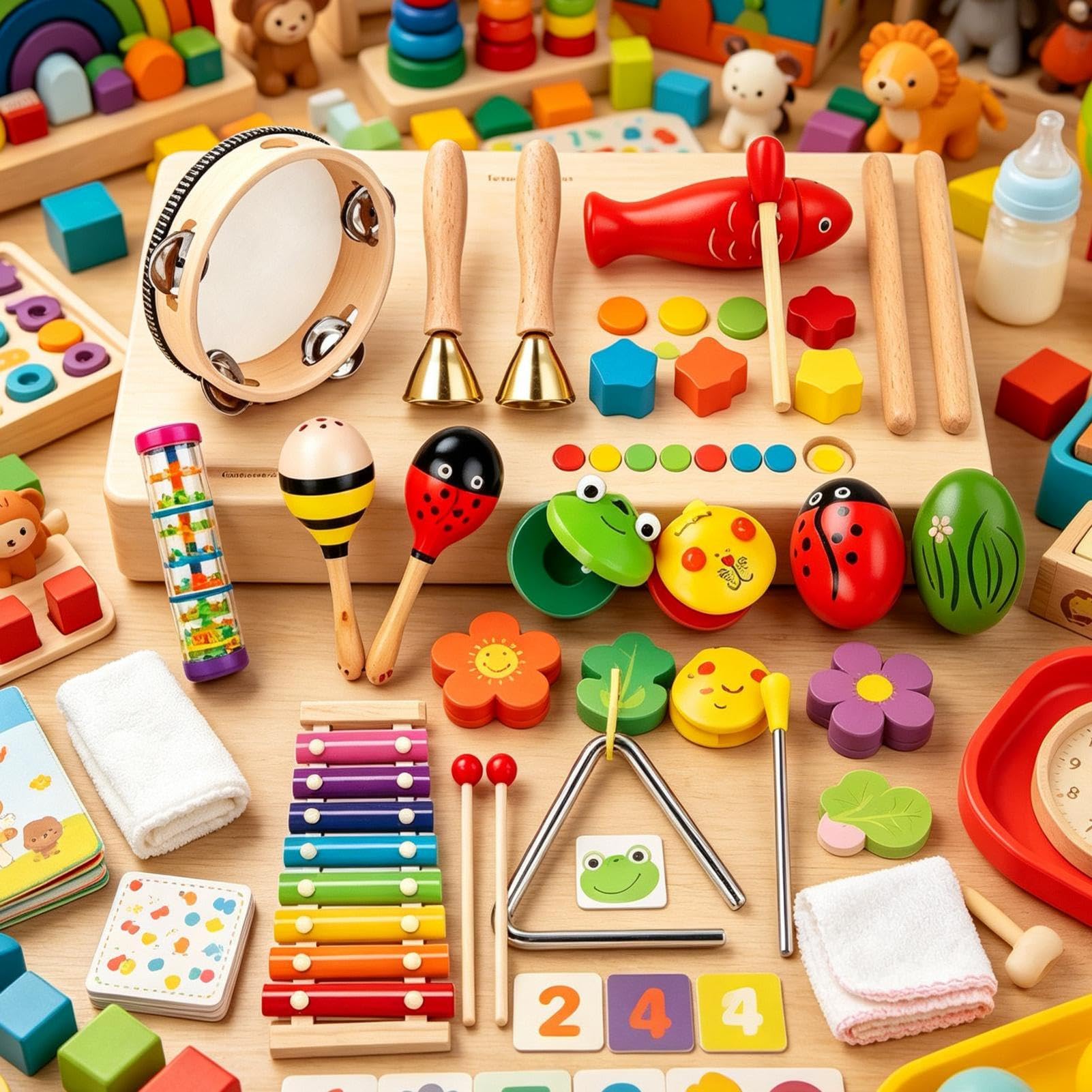 Instrumenty muzyczne dla dzieci, drewniany tamburyn, zabawka edukacyjna