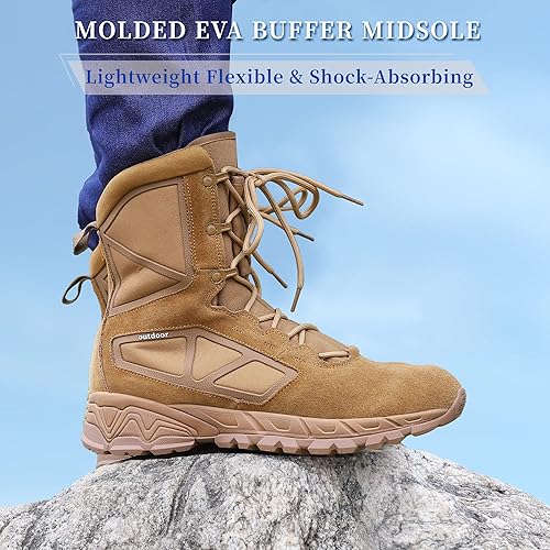 Miniatura 4 de Botas de trabajo tácticas militares ligeras con cremallera lateral para hombre, botas de senderismo para combate, militares