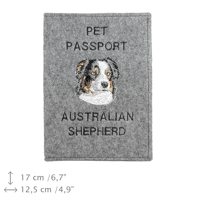 Foto 7 de 7 de Art-Dog Funda para Pasaporte para Perros - Funda de Fieltro Hecha a Mano con Patrón Bordado