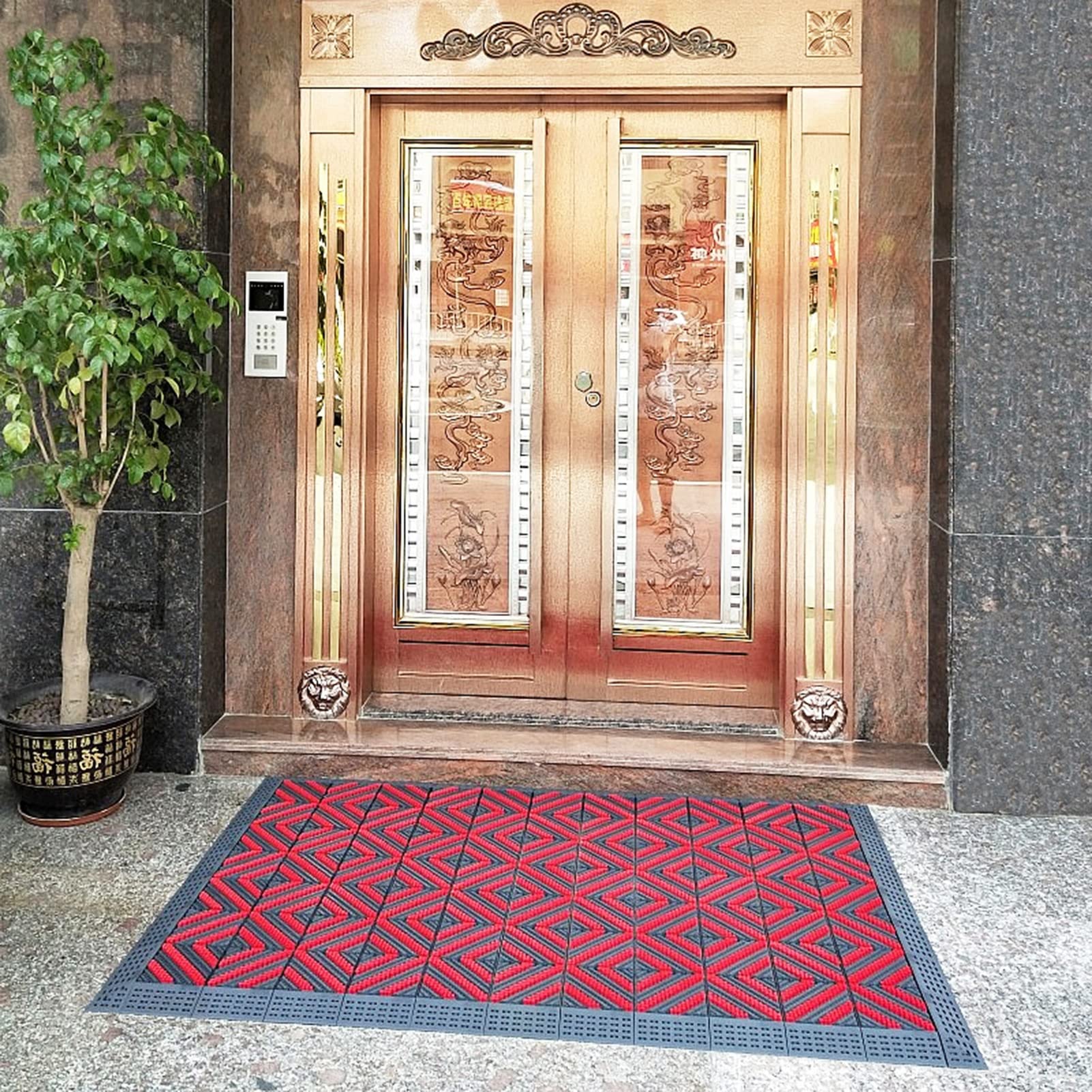 Outdoor-Fußmatte für jedes Wetter, 90/105/120/150/180 cm Länge, Eingangs-Schuhmatte für Hotel-Restaurant-Flughäfen, stark frequentierte Bereiche (Größe: 75 x 150 cm/29,5 x 59 Zoll)