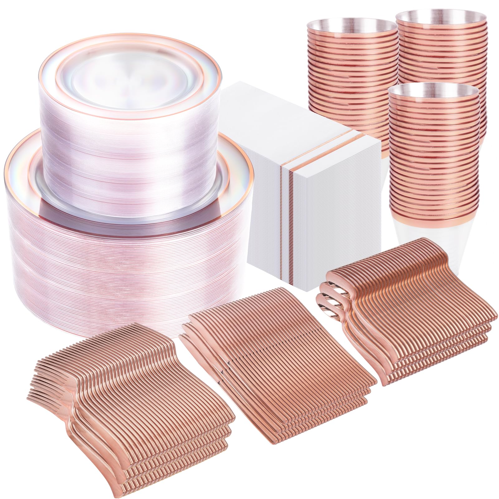 Gold Plastic Plates Dinnerware Set - 350PCS -15