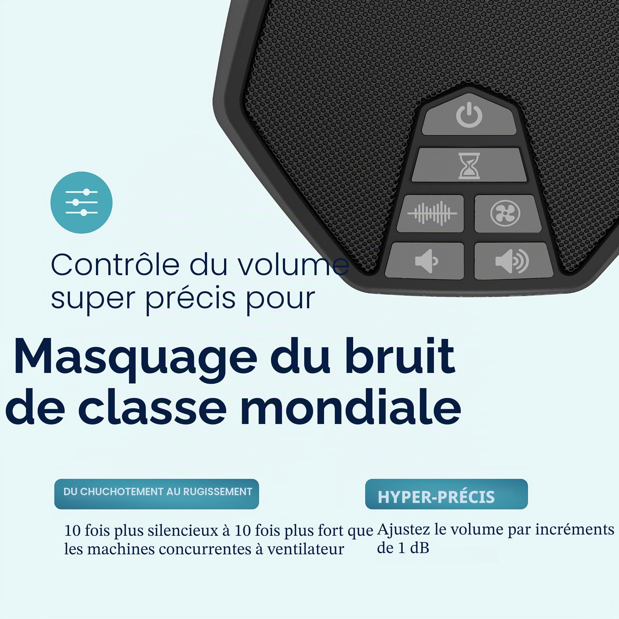 LectroFan Evo ASM1020-KK Machine à Bruit Blanc 22 Sons Uniques Non Bouclés Minuterie Sommeil Noir