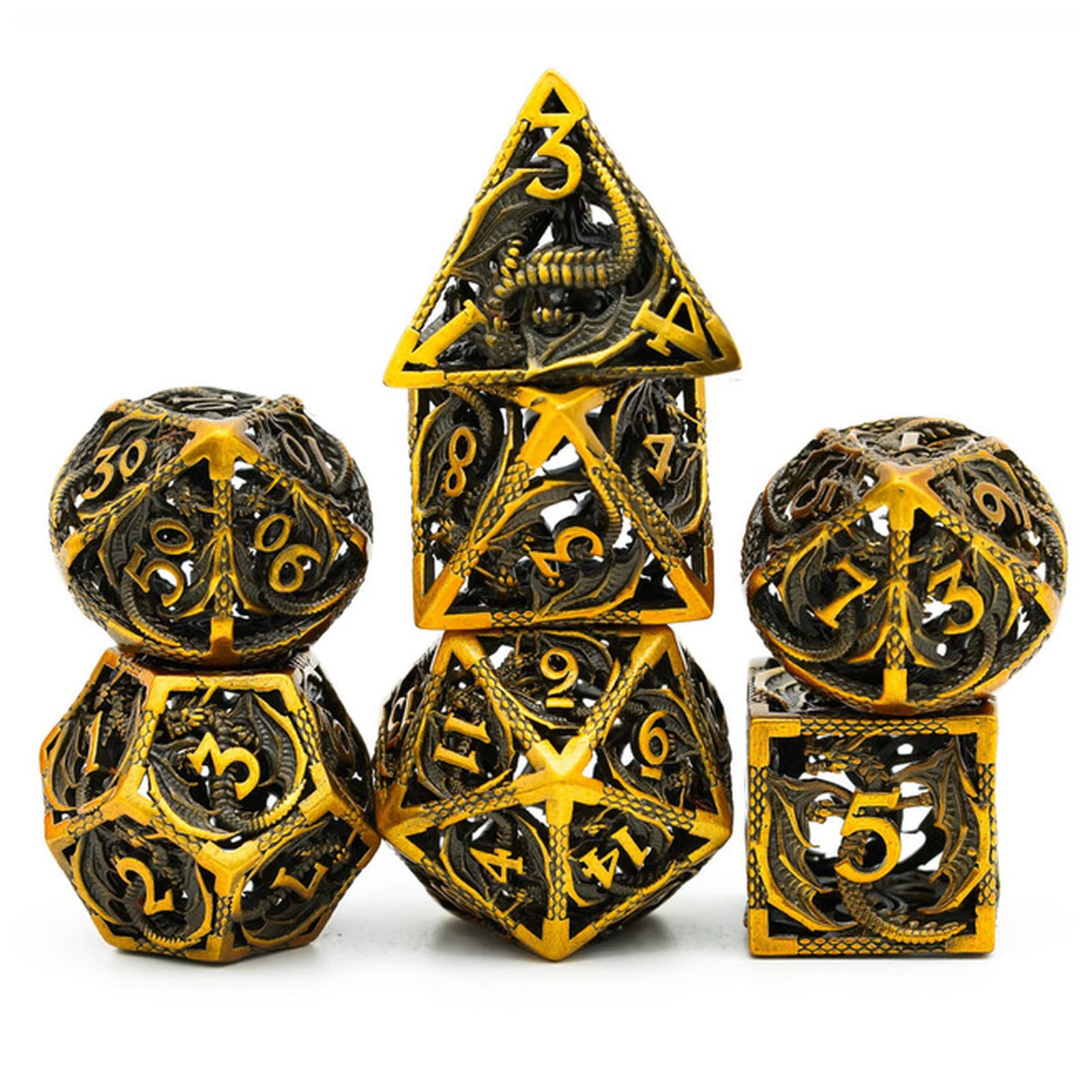 Würfel Hohlmetallwürfel, Fliegender Drache D & D. Würfel 7 Stück DND. Würfel, polyedrale Würfel-Set, for Rollenspiel Spiel MTG Pfadfinder Gezinkte Würfel (Size : Red)