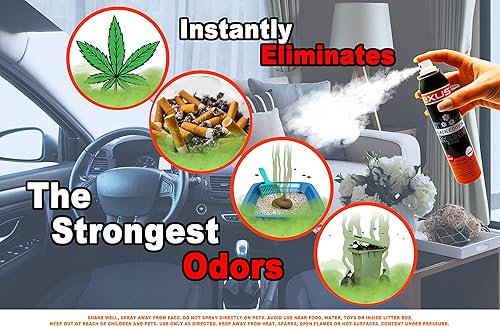 Miniatura 7 de Exus Eliminador de olores y ambientador en aerosol para olores fuertes, uso para casa, automóvil, baños, cocina, oficina. Ambientador fuerte - 0.7