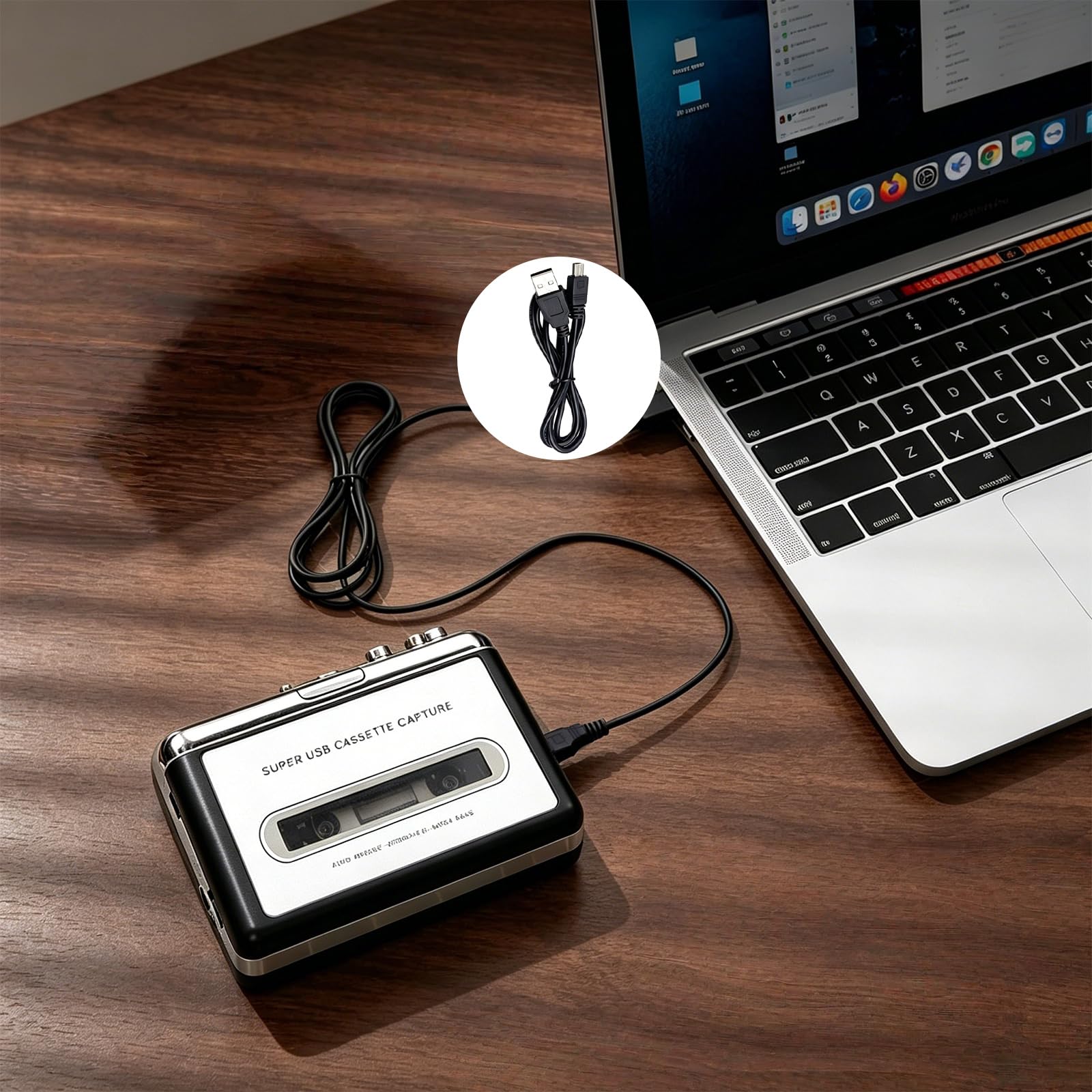 Tragbarer Kassettenspieler, Tragbarer USB-Kassettenspieler, Kassetten-Zu-Mp3-Konverter, Mini USB Kassettenaufnahmeband USB 2.0 Schnittstelle Für Digitalisierung Und Mobile Nutzung