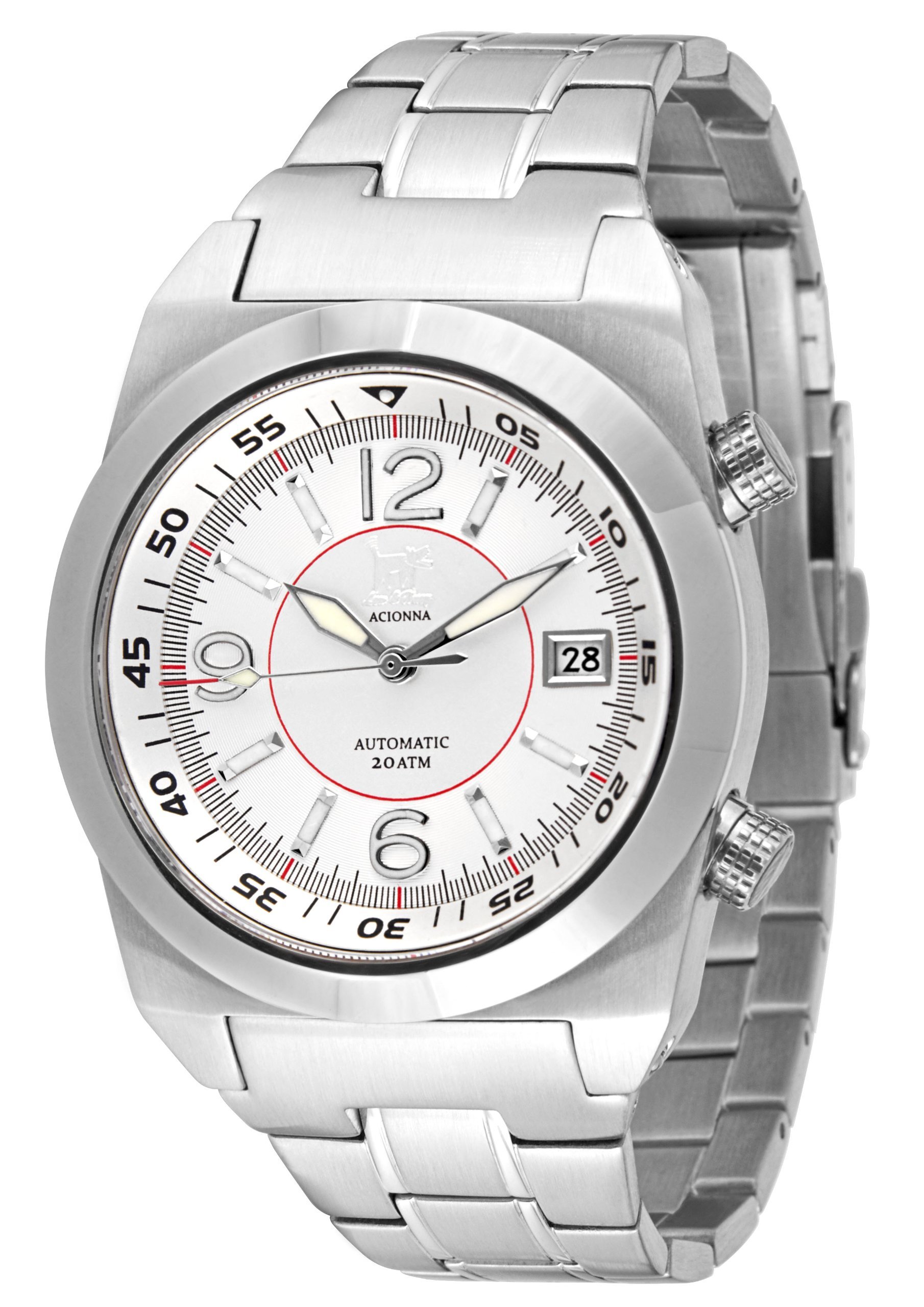 Lew & Huey Acionna Analog Classic Automatic Miyota Cal. 9015 White Dial Men's Watch