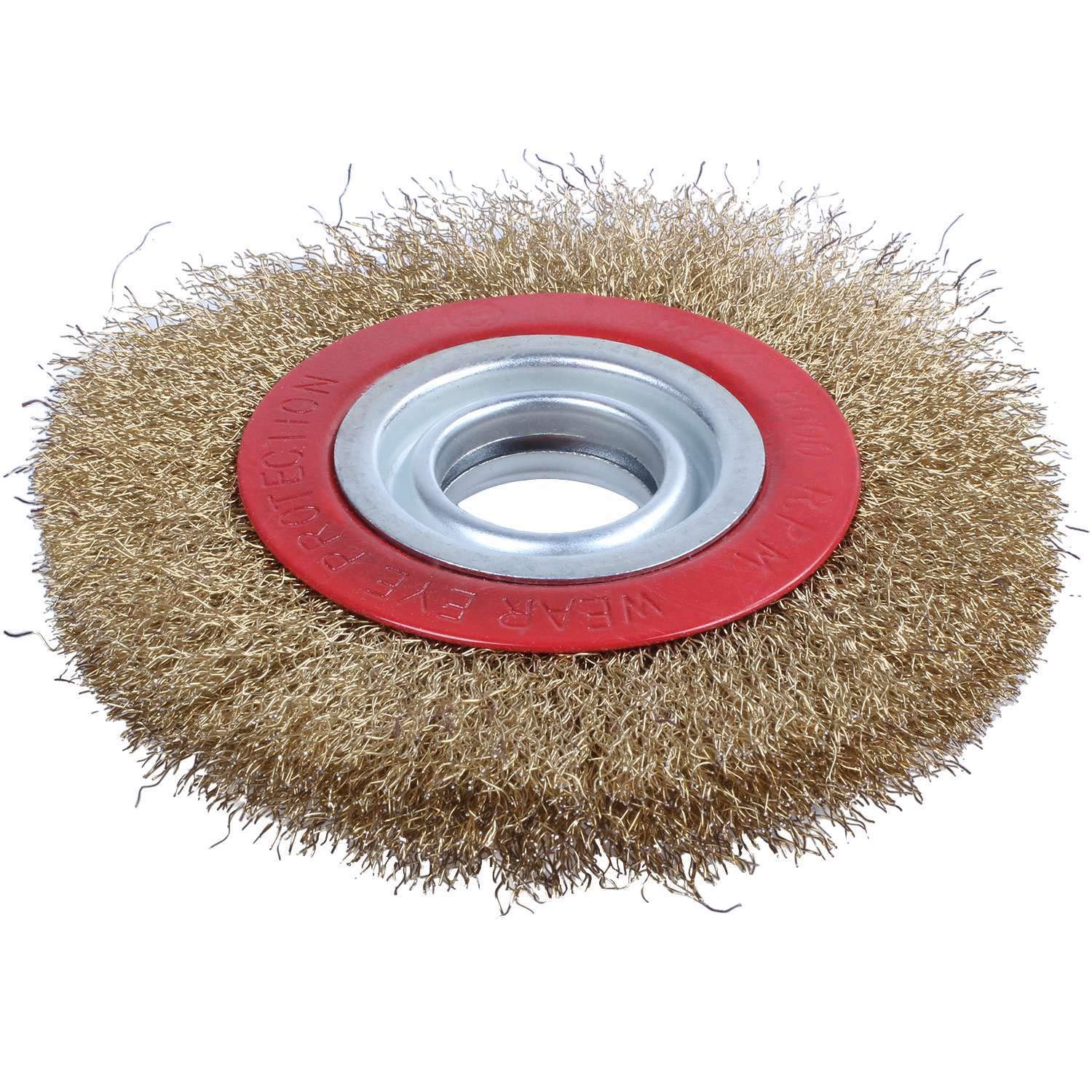 Rueda de cepillo de alambre para amoladora de banco + anillos adaptadores reductores, 150 mm