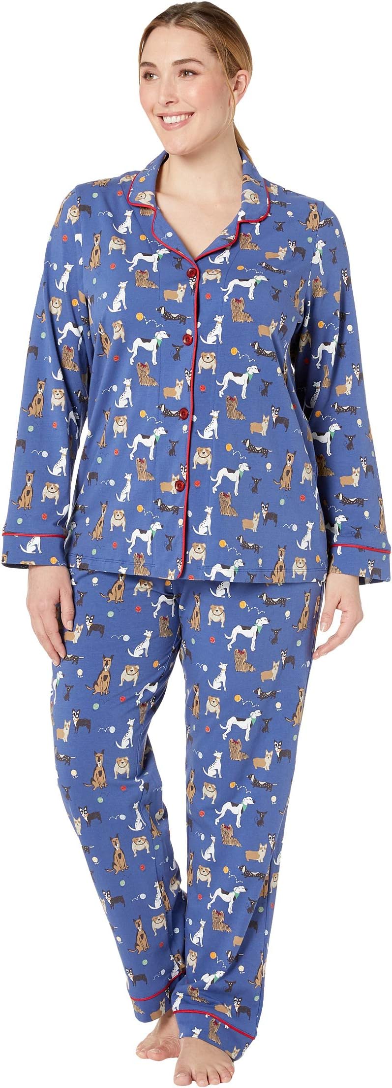 Plus Size Long Sleeve Classic Notch Collar Pajama Set