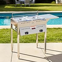 Vista 7 de Freidora de propano para exteriores, freidora doble de acero inoxidable de 18 cuartos de galón de calidad comercial con canastas, tapas y manguera