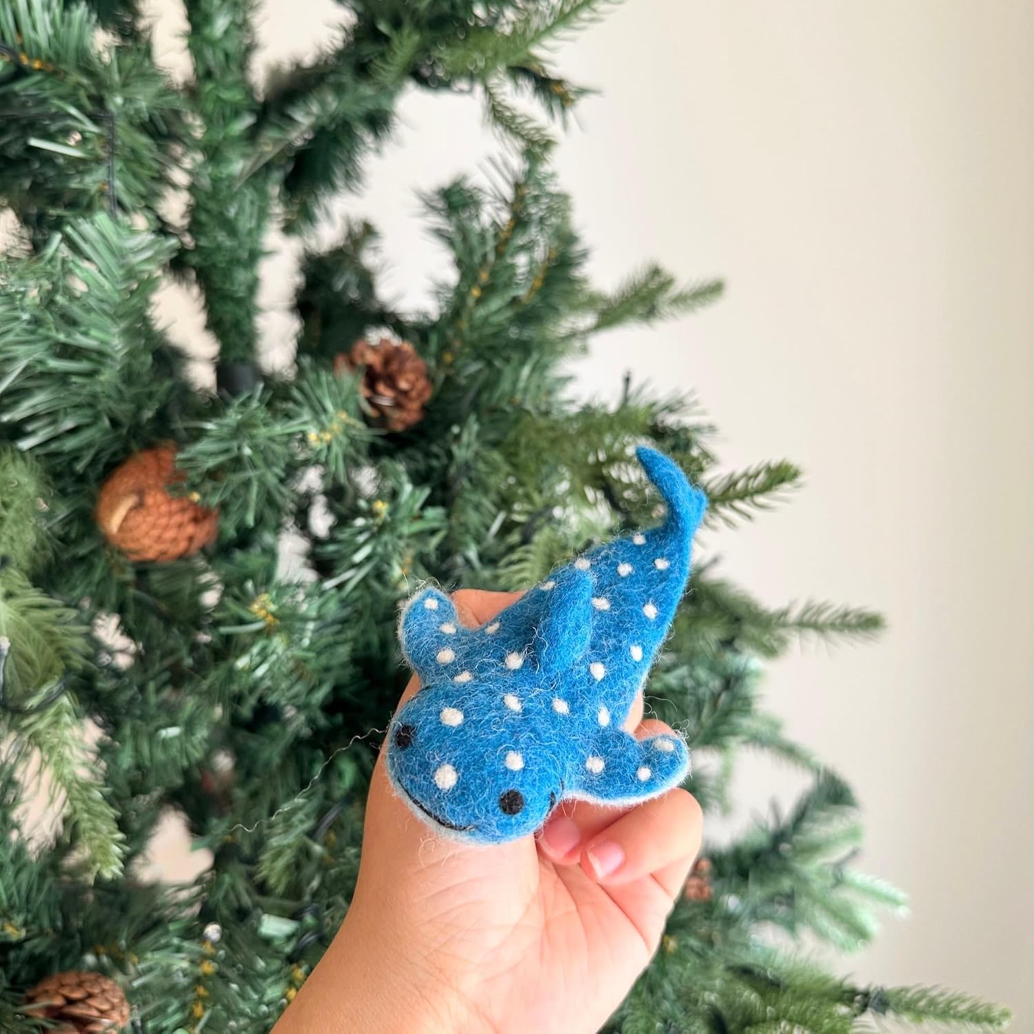 Handmade Whale Shark Finger Puppet, Wool Felt Whale Shark Finger Dolls, Sea Animal Finger Puppets for Storytelling, Handcrafted Fair-Trade Educational Toy for Kids, Eco-Friendly Unique Gift for Kids image 4