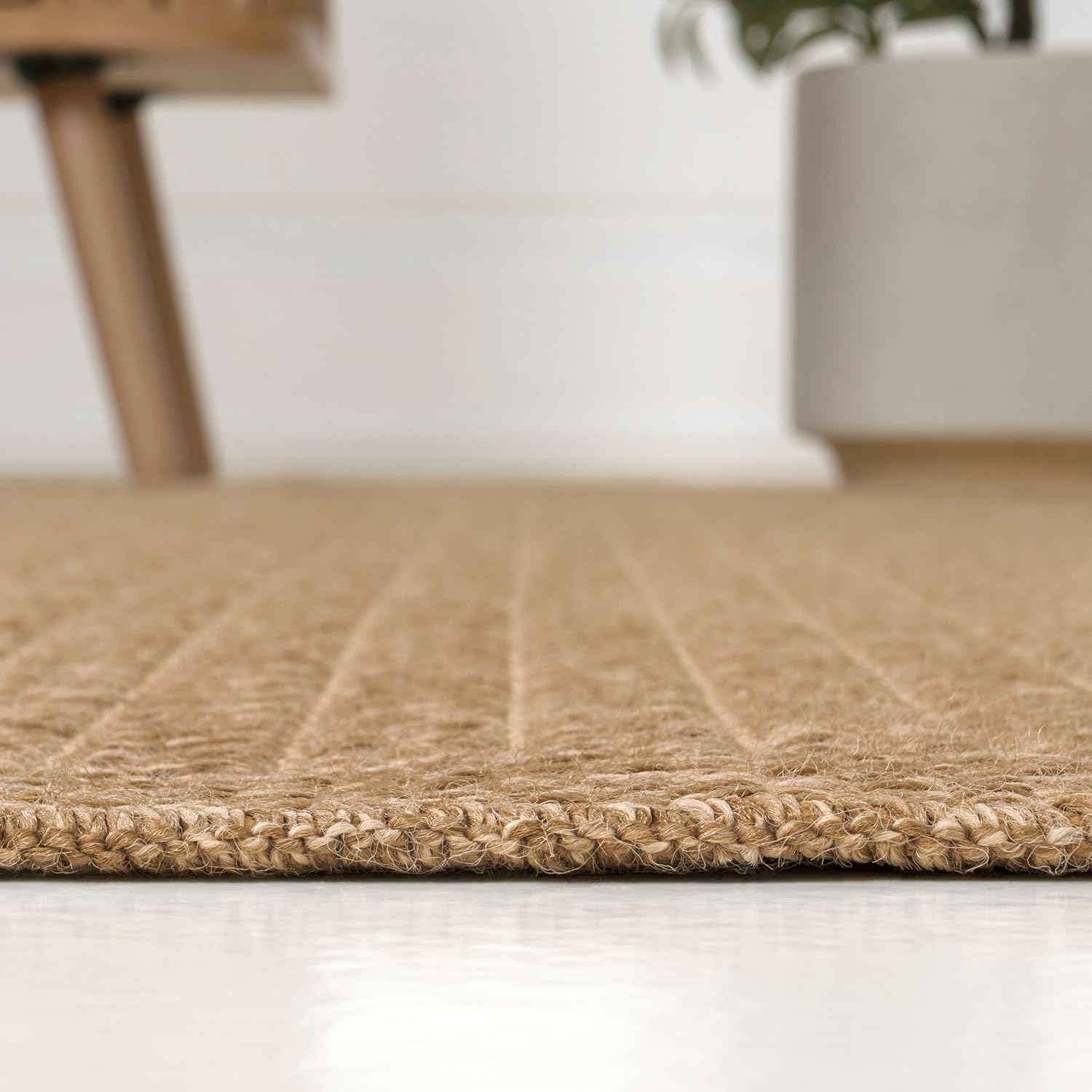 JONATHAN Y Easy Jute Rustic Indoor Outdoor Runner Rug Natural 2X8, Maxine Border Rib for Backyard, Patio, Easy-Cleaning, High Traffic, Pet-Friendly, Hose Washable, Non-Shedding FXV202A-28