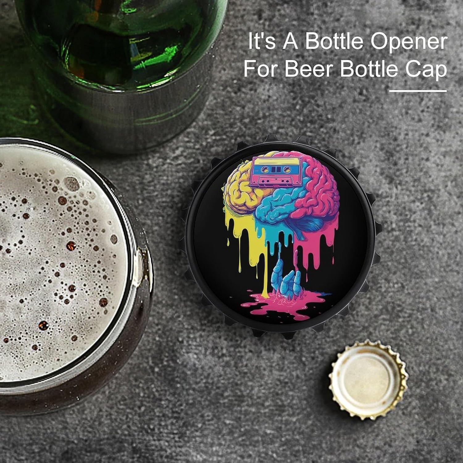Music Brain Cassette Tape Magnetic Bottle Opener Frige Magnets image 3