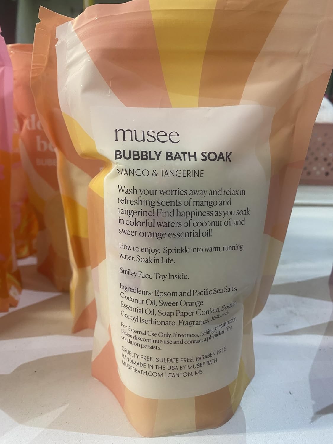 Musee Luxury Bath Soak | Mango & Tangerine Blend | Scented Minerals & Essential Oils | Bath Bomb Alternative | Paraben-Free & Made in USA | Bathtub Essentials for Men & Women