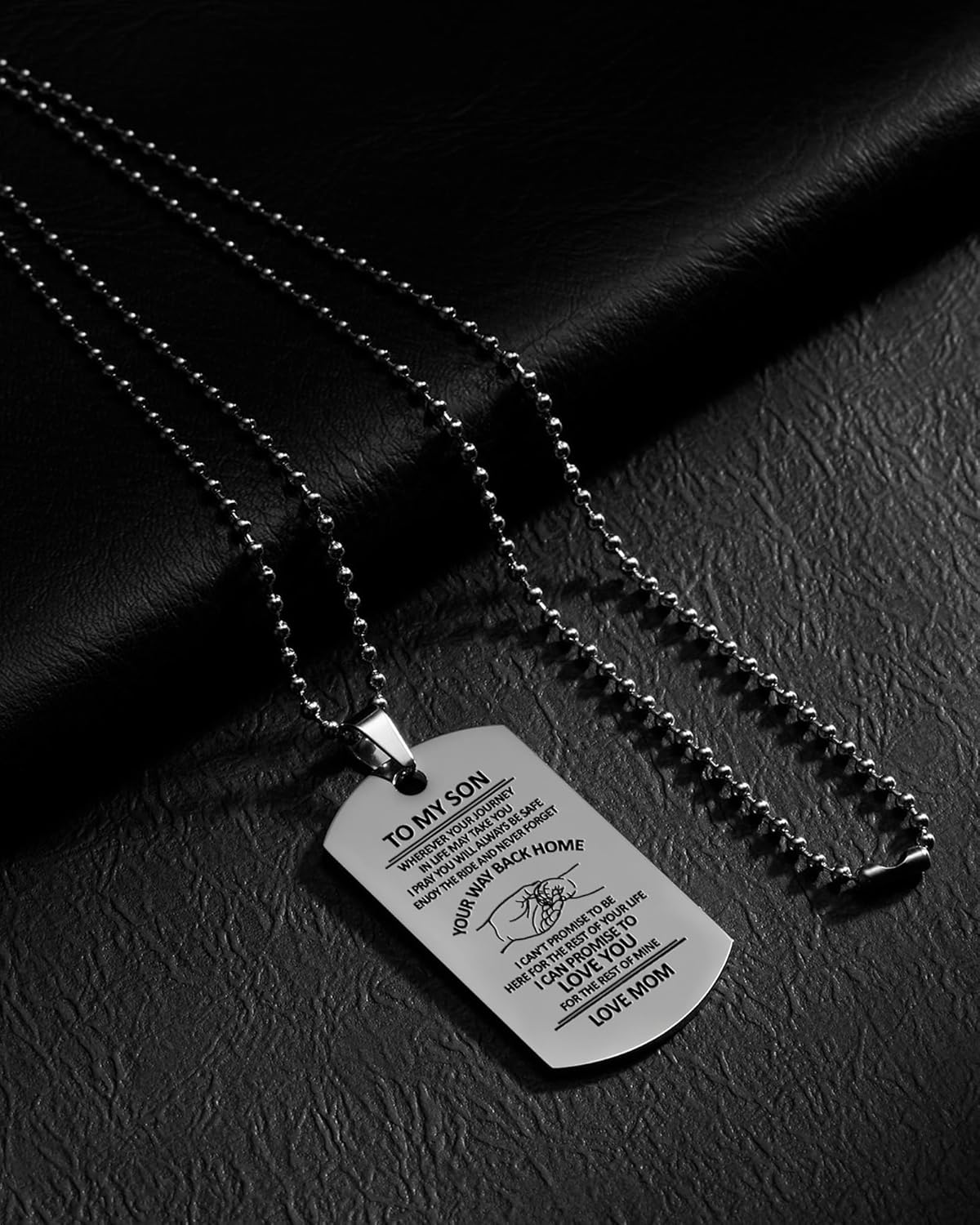 VIMIEW To My Son Dog Tag Pendant Mens Inspirational Chains Necklace Gift For Son From Dad Mom,Christmas Mother's Day Birthday Mitzvah gift for Men Teen Boys. - Image 5