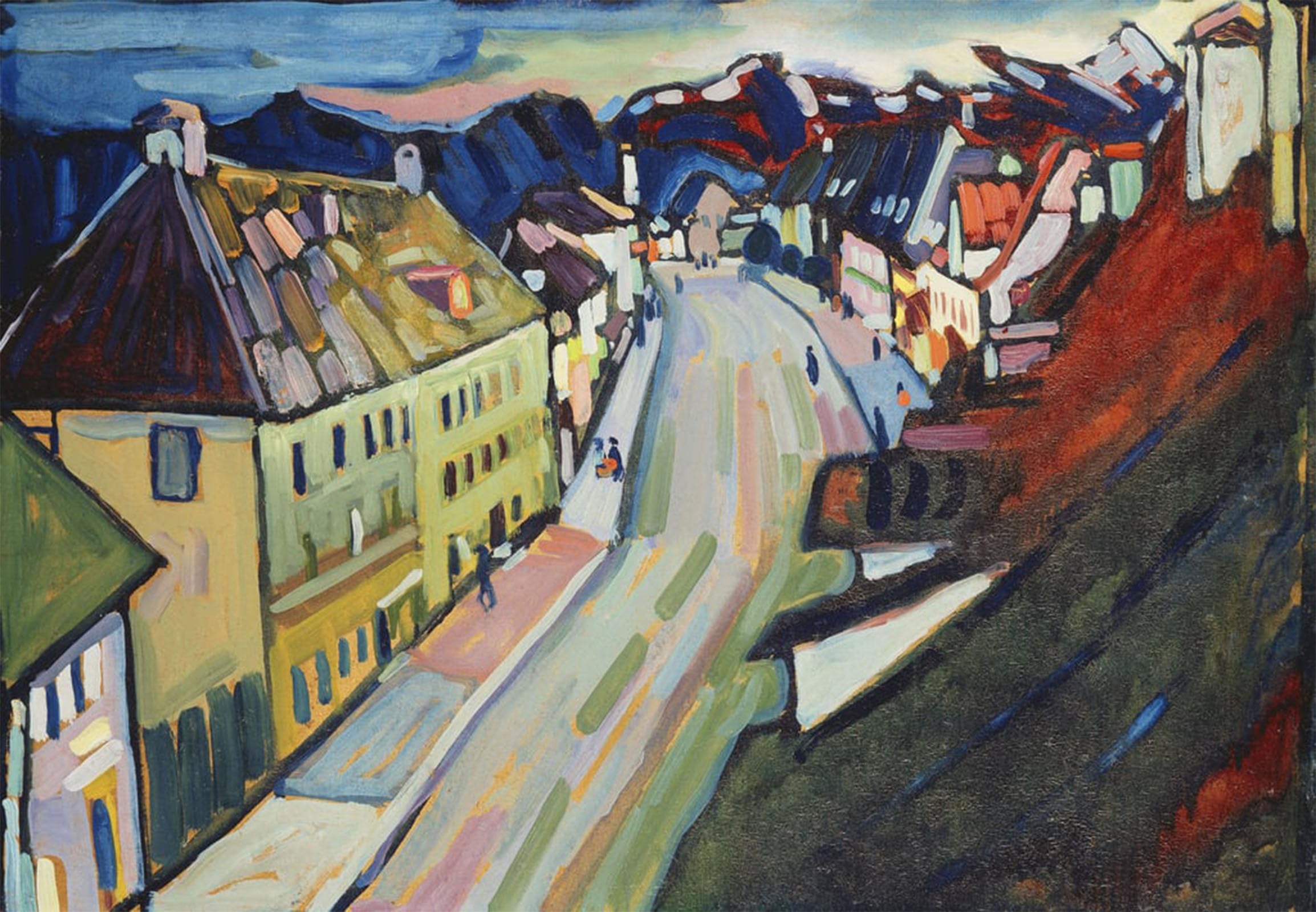 POSTERIIk Famous Modern Artwork Art Mural Murnau-obere Marktstraße Marnau-Obermarkt by Wassily Kandinsky Oil Paintings Pictures for Home Decor 60x90cm