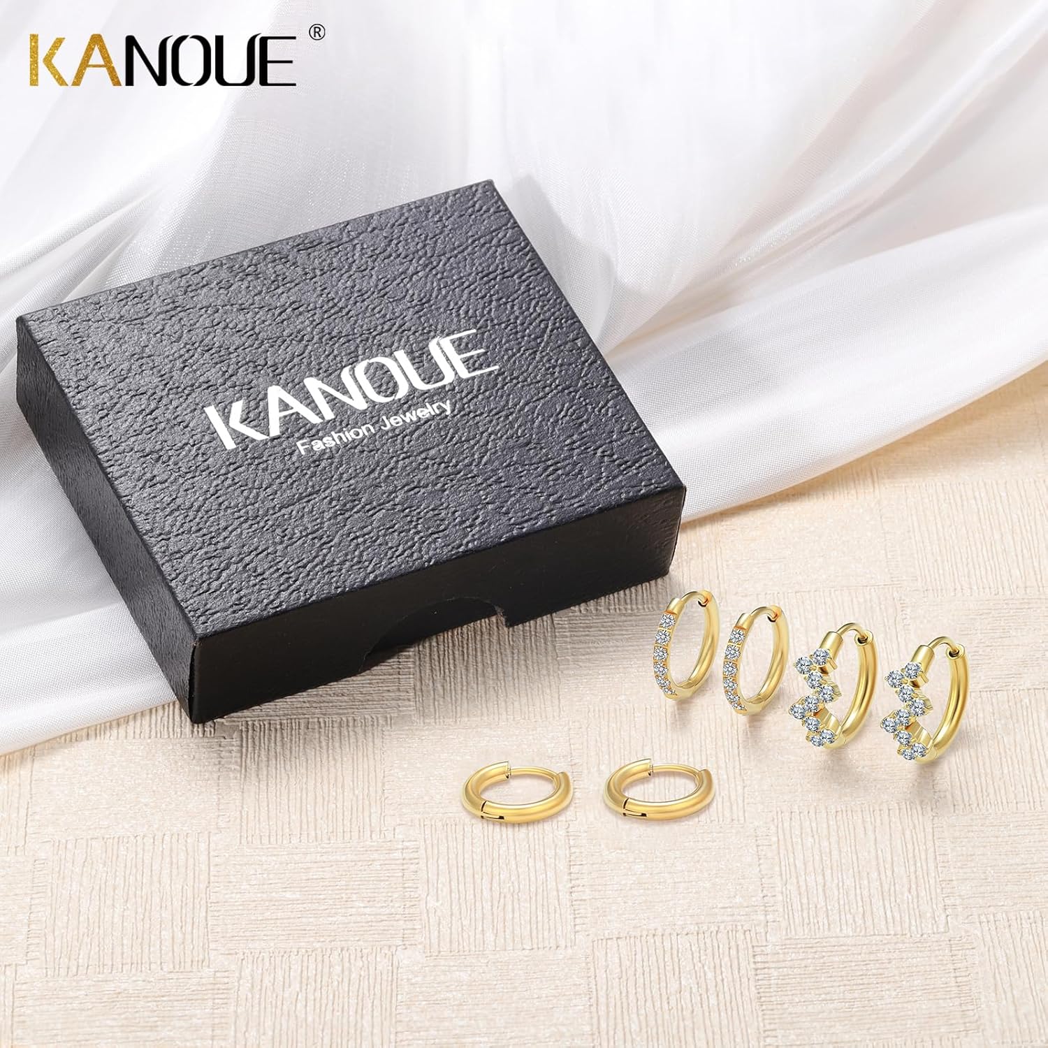 Surgical Steel Huggie Hoop Earrings Set for Multiple Piercing,Hypoallergenic CZ Small Earrings for Women Waterproof and Non Tarnish - Image 5