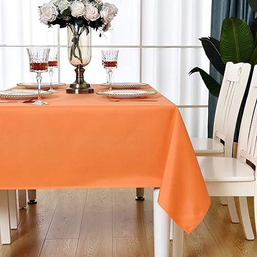 Miniatura 2 de Mantel cuadrado naranja impermeable, resistente a las manchas, sin arrugas, mantel de poliéster de 210 GSM, lavable, para fiestas, banquetes,
