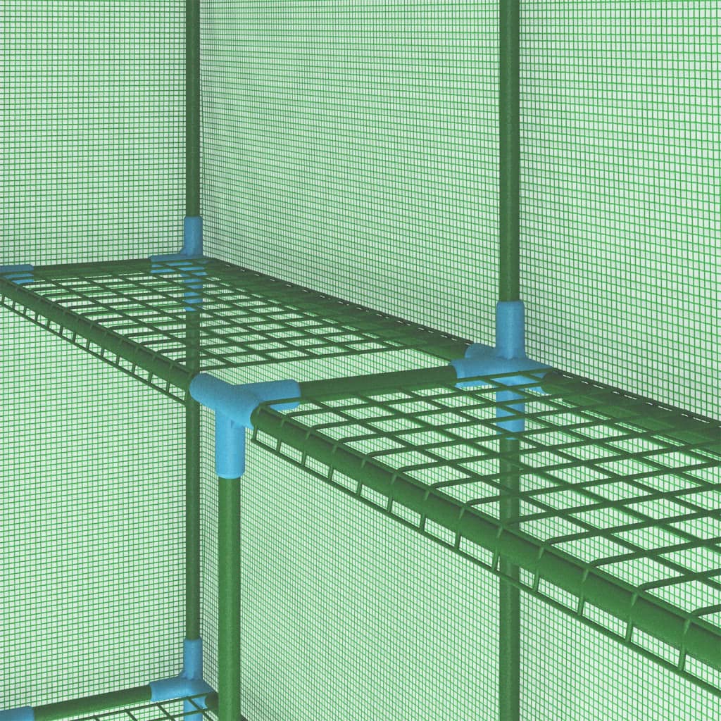 Invernadero con estantes, 143 x 143 x 195 cm, malla de polietileno de 170 g/m², marco de acero inoxidable con recubrimiento en polvo, puerta para ventilación, para frutas y verduras