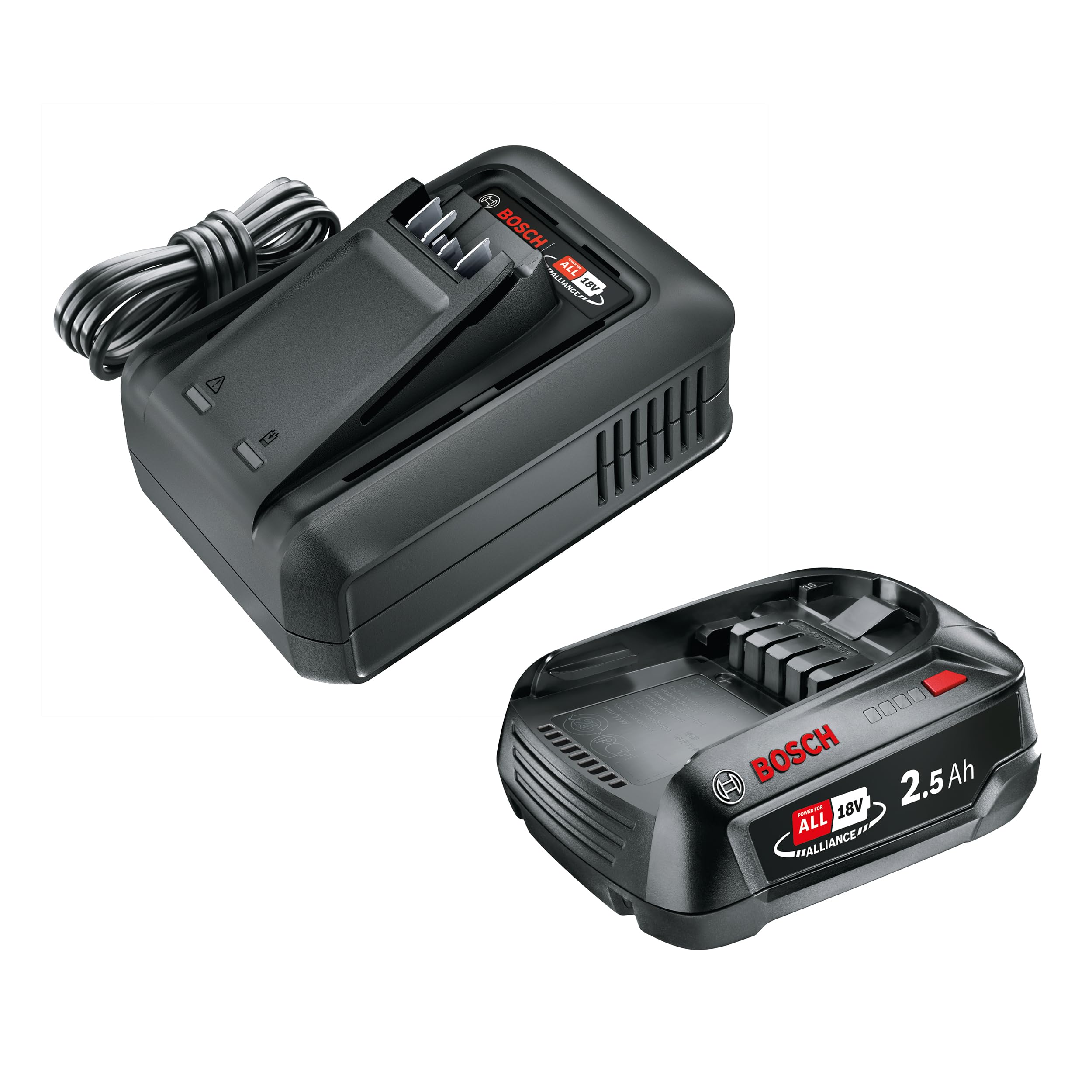 Gardena Kit de Arranque P4A QC AL18V-44+1x2.5Ah Baterías y Cargadores: Parte de la Gama Power FOR All, Carga rápida, Indicador de Estado de Carga (14913-20)