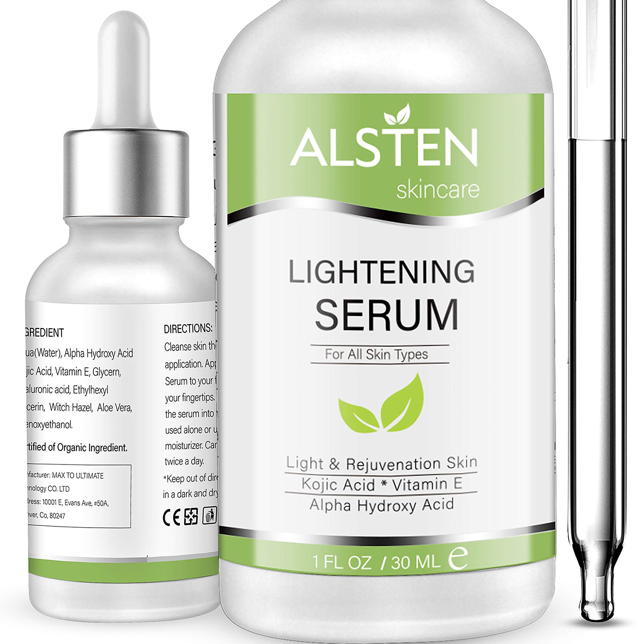 Lightening Serum with Kojic Acid, Dark Spot Corrector Remover Serum, Circle, Fine Line and Sun Damage Corrector Skin Lightener for Face and Body (1 FL. OZ)