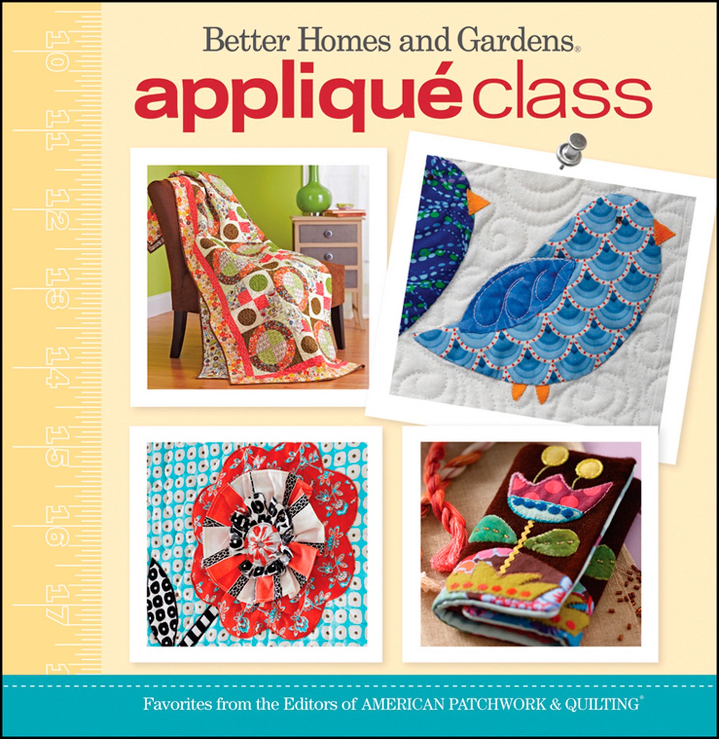 Cover of Applique Class book, showing a colorful quilted design with floral applique elements.