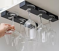 Vista 5 de Paquete de 2 Portacopas de Vino Bajo Estante de Gabinete Estante para Copas de Vino de Plástico Colgador de Almacenamiento para Copas Bar Cocina