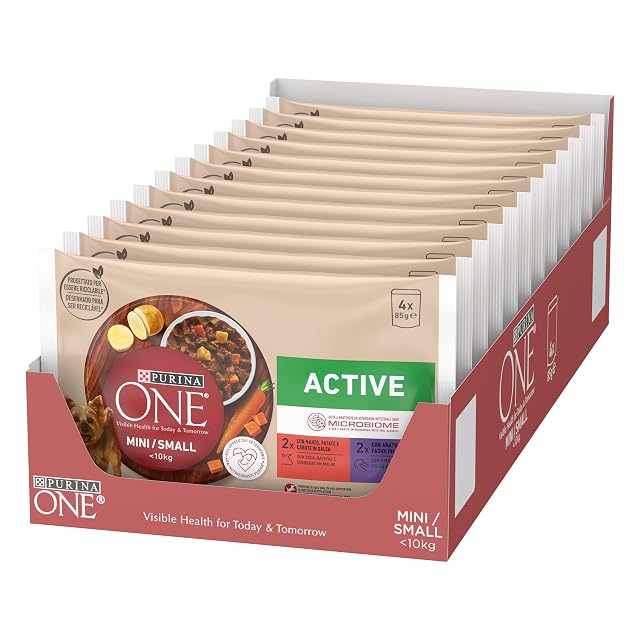 Foto 2 de 6 de Purina One Active - Salsa húmeda para Perro de Ternera y Pato, 48 Sobres de 85 g