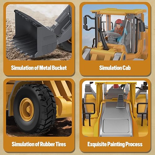 Miniatura 14 de Bulldozer de juguete con control remoto para niños, excavadora de control remoto con hoja topadora de metal, juguetes para niños de 3-5, 4, 4, 7, 8