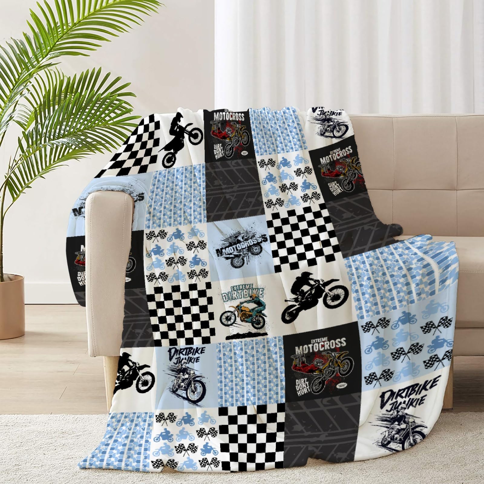 Dirt Bike Blanket Gift for Boys Kids Motorcycle Blanket Stuff