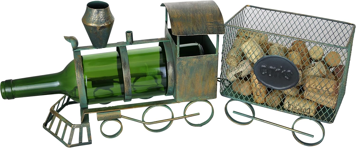 Steam Engine Train and Coal Car Bottle Holder and Cork Holder