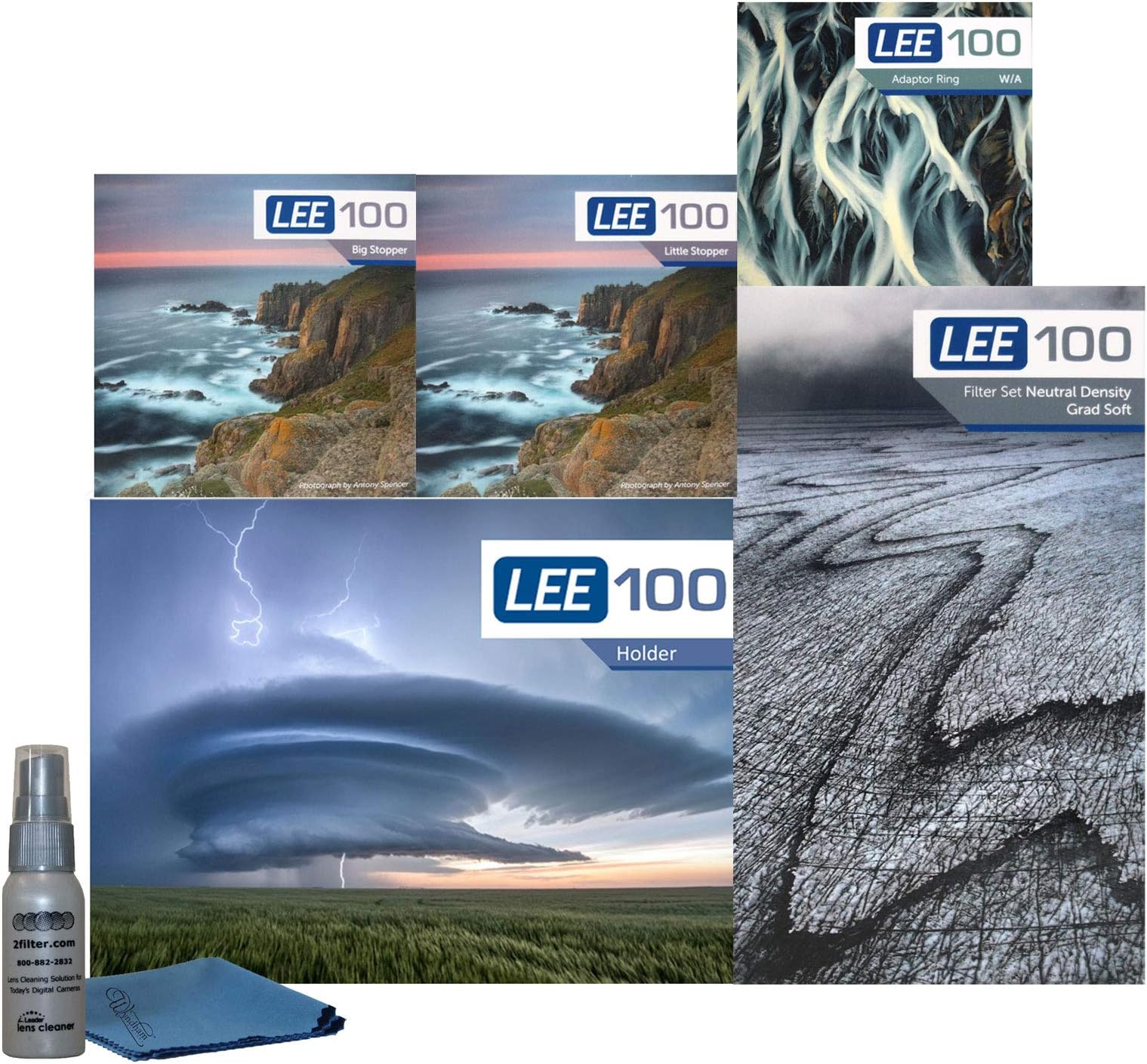 LEE Filters LEE100 82mm Landscape Pro Kit - LEE100 Filter Holder, Lee 100mm Soft Edge Set Graduated ND Filters LEE 100mm Big Stopper and Little Stopper and 82mm Wide Angle Adapter Ring
