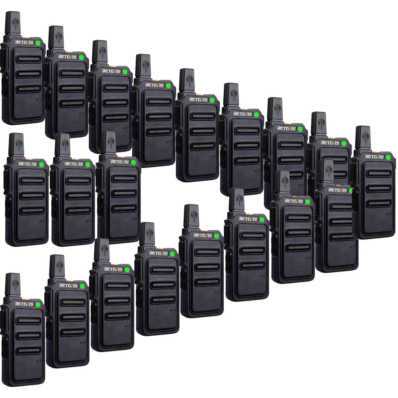 Retevis RT19 Walkie-Talkies 20 Pack,Portable FRS Two Way Radios,Small,Mini,Metal Clip,USB Rechargeable Walkie Talkies for Adults School Church