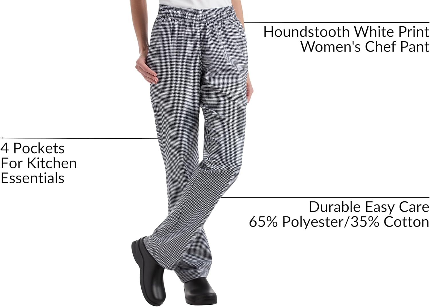 On The Line Women's Professional Houndstooth Chef Pants - Comfort Fit