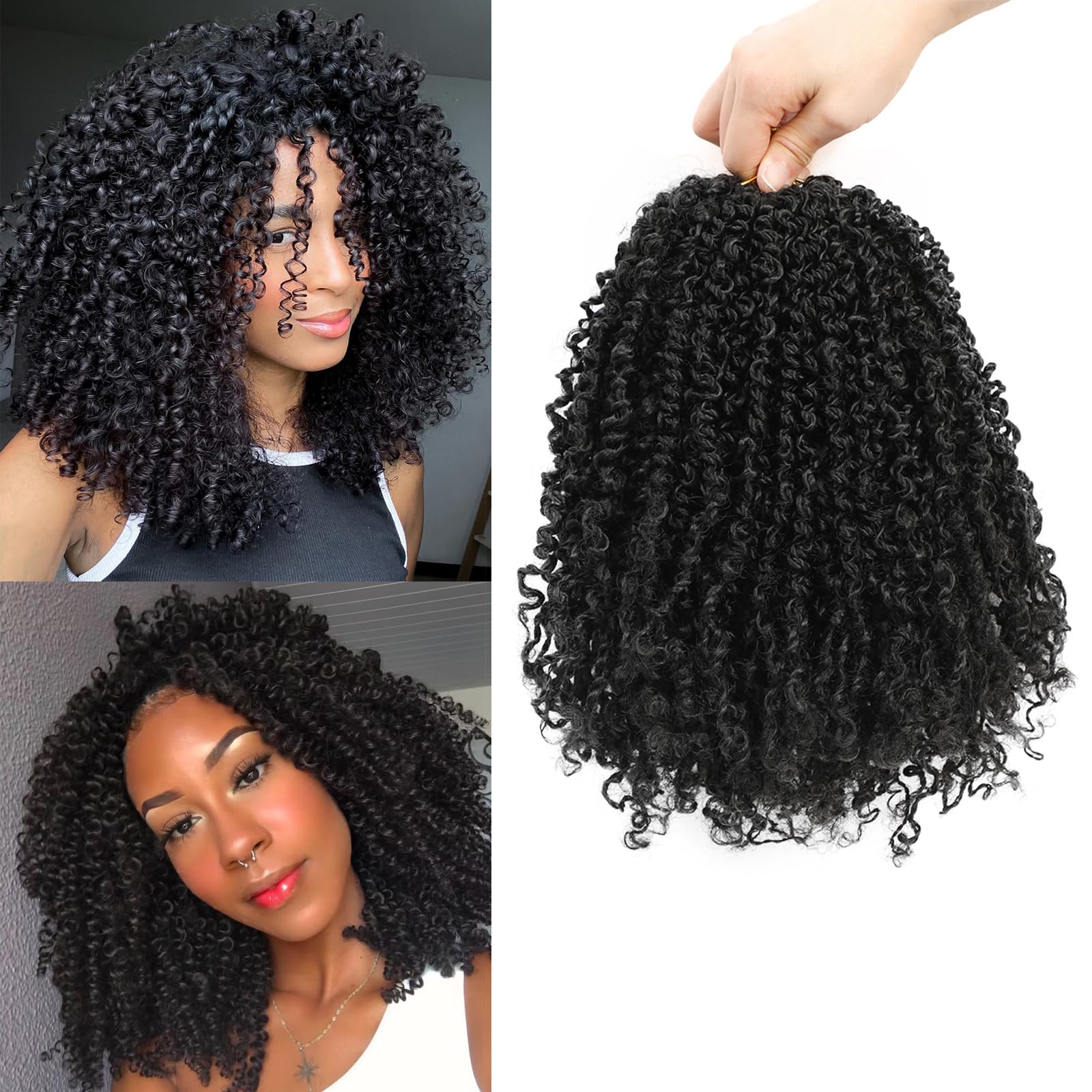 MLETULIPS Yanky Twist - Pelo de ganchillo preretorcido, bohemio, pasión, giro, ganchillo, trenzas, trenzas, trenzas, trenzas, extensiones de pelo (1B, 30 cm)