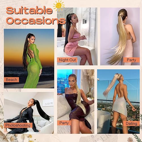 Miniatura 7 de SEIKEA Extensión de cola de caballo de 32 pulgadas de largo, lacio, multicapa, ligera, suave, resistente a los enredos, extensiones de cabello