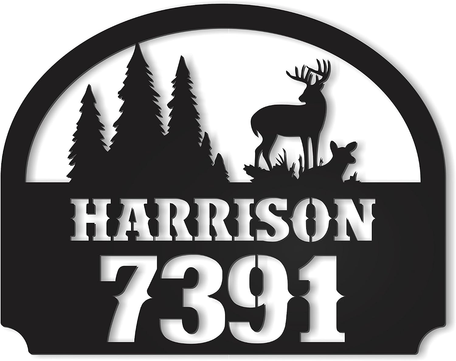 Personalized Metal Outdoor Address Name Sign With Deer Scene