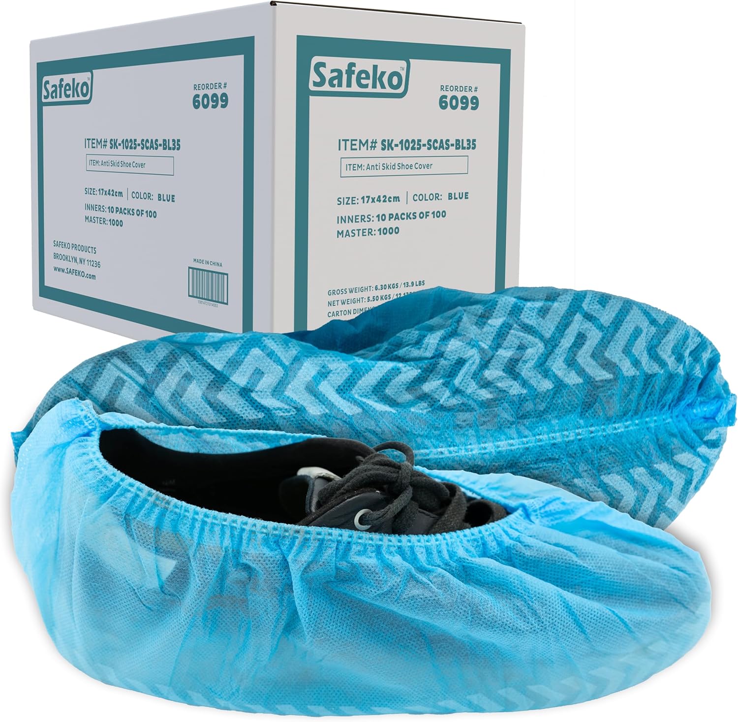 Premium Disposable Boot & Shoe Covers Booties, Durable, Non-Slip, Non-Toxic, Recyclable Protectors, Fits Most Shoes - Blue - 10 Packs of 100 (1000)