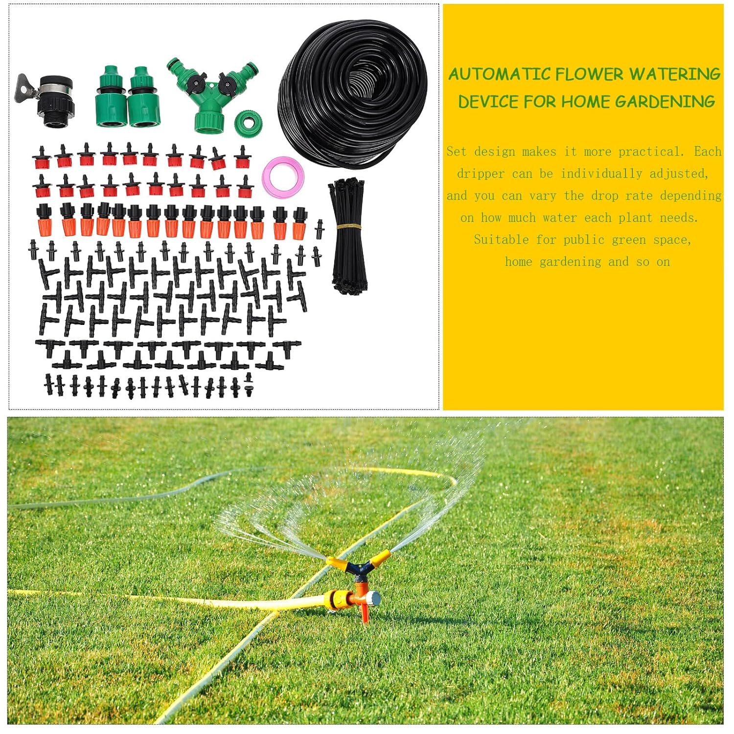 BESPORTBLE Drip Irrigation Kit for Garden Greenhouse Lawn Automatic Micro-Sprinkler System with Plastic Components for Outdoor Watering Cooling and Humidification