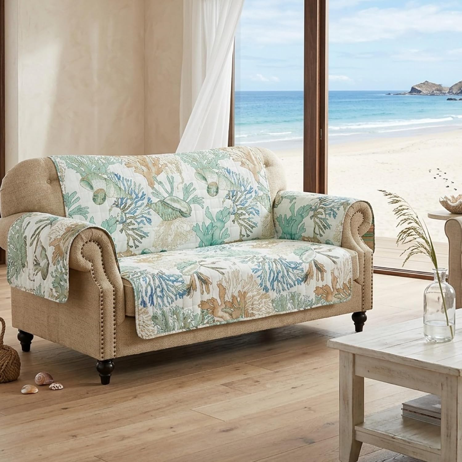 Barefoot Bungalow Atlantis Reversible Slipcover - Furniture Protector - Loveseat - Jade
