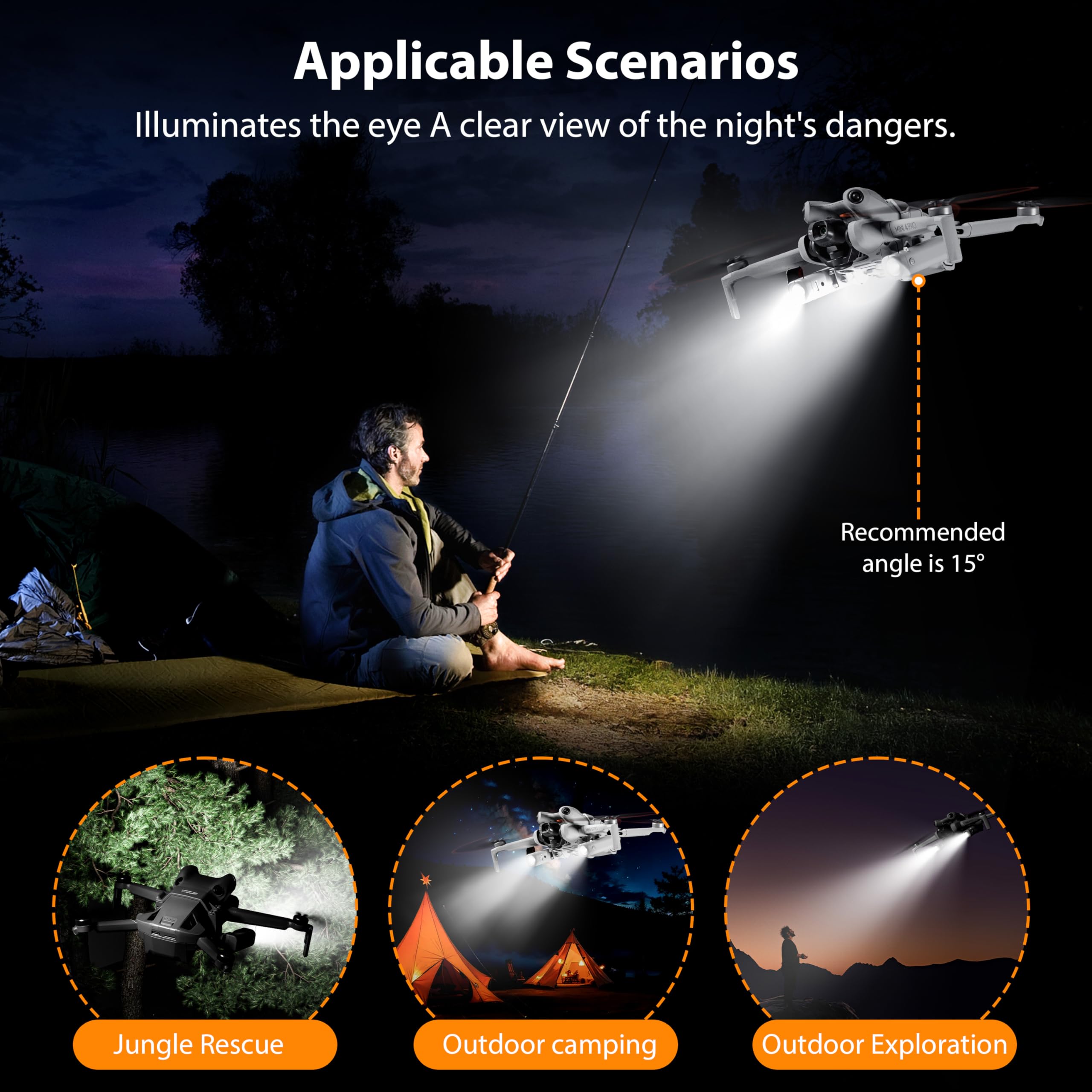 STARTRC Mini 4 Pro LED Lampka Nocna do Nawigacji, Reflektor z Uchwytem, Ochrona Przed Kolizją dla DJI Mini 4