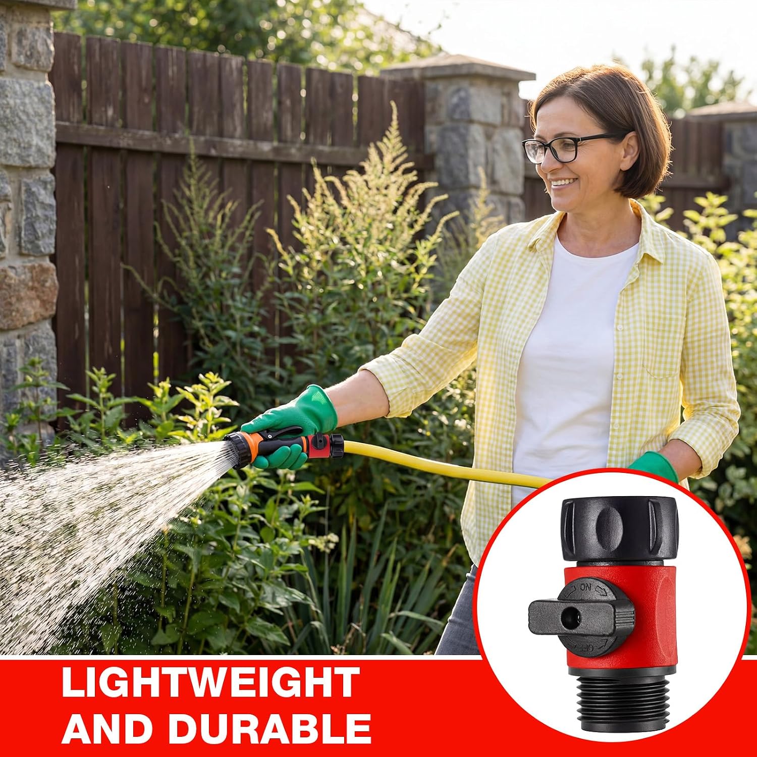 Hotop 6 Pcs Garden Hose Shut off Valve, 3/4 Inch Plastic Valve,Red image 5