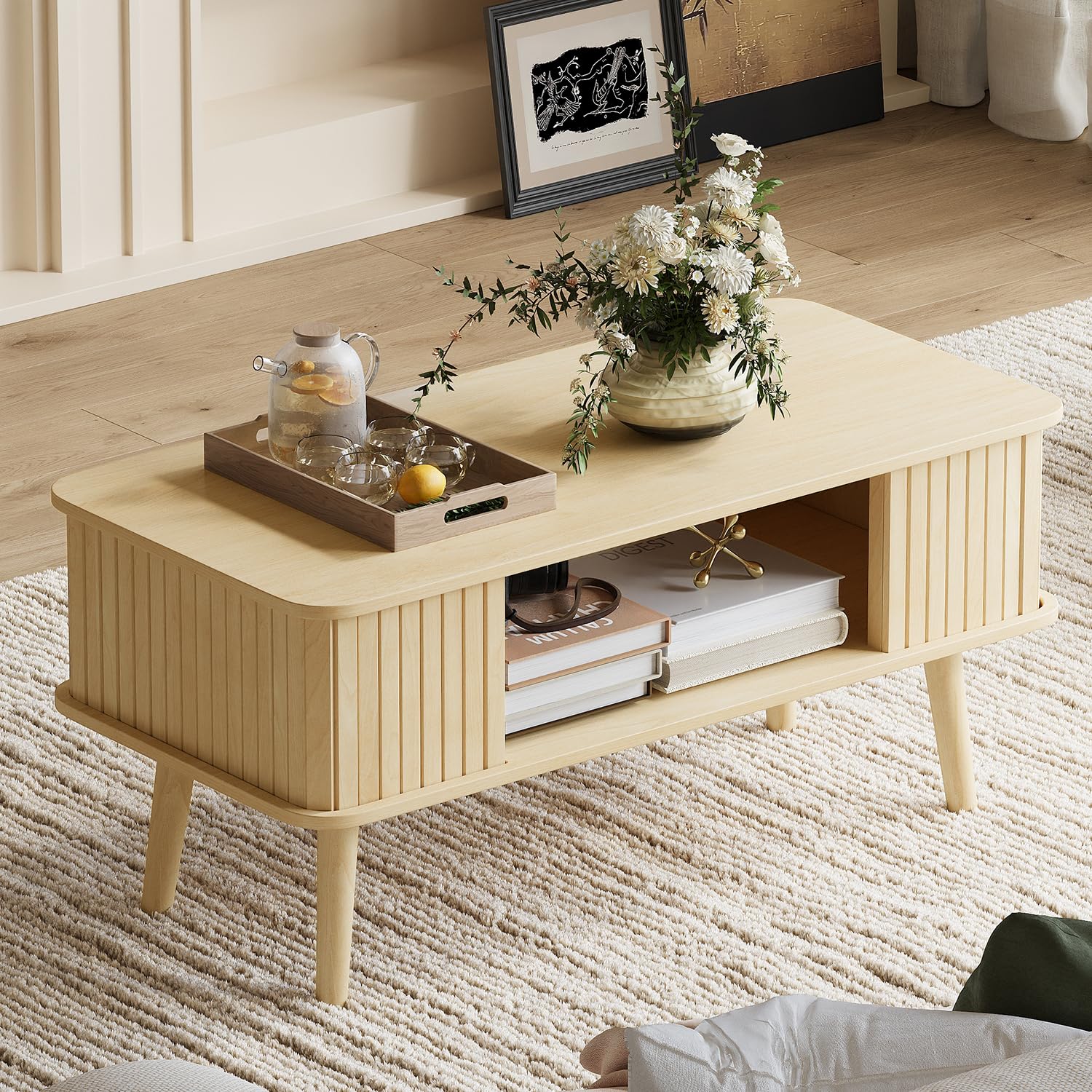 Amazon.com: LAZZO Coffee Table with Storage, Rectangle Center