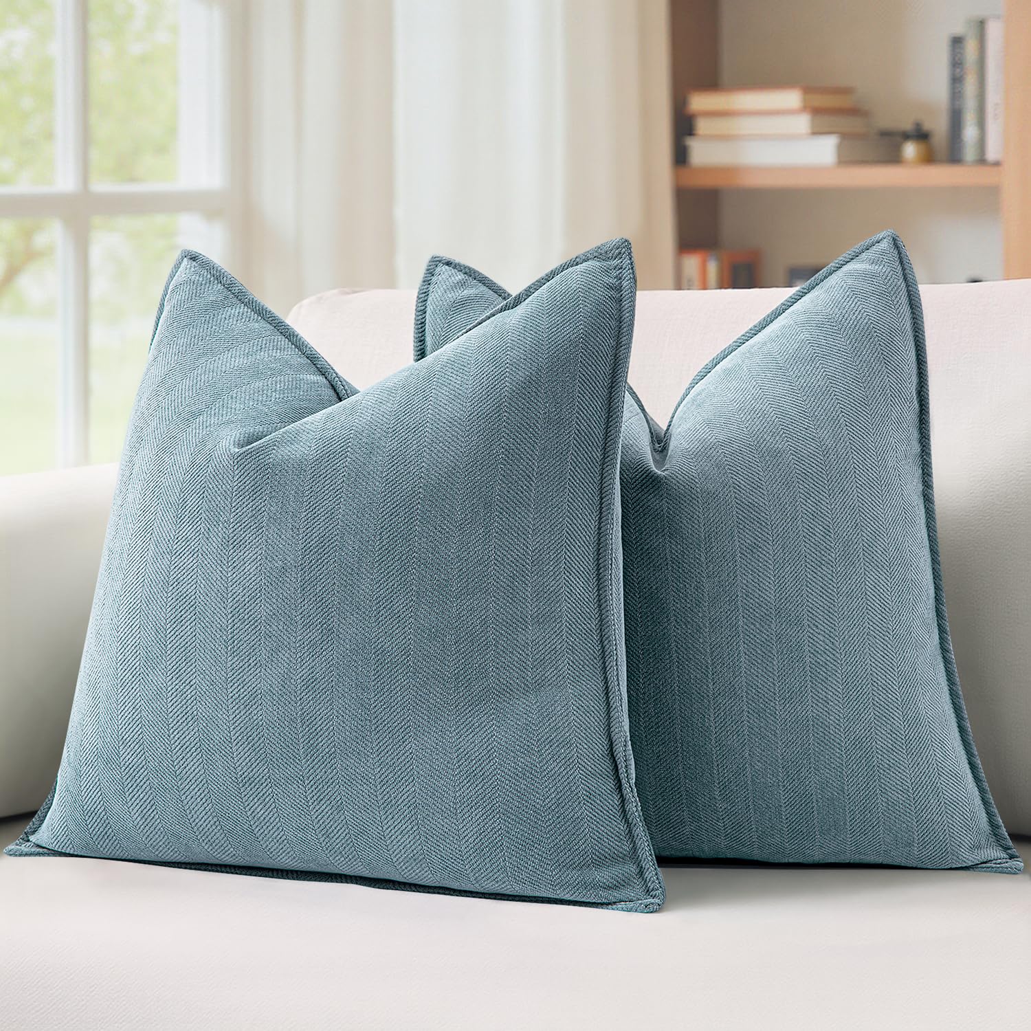 Amazon.com: MIULEE Pack of 2 Dusty Blue Decorative Pillow Covers