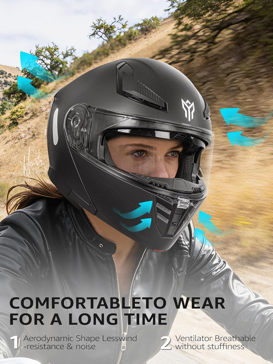 Motorcycle Modular Full Face Helmet DOT Approved - YEMA Helmet YM-925 Motorbike Casco Moto Moped Street Bike Racing Helmet with Sun Visor for Adult Youth Men and Women