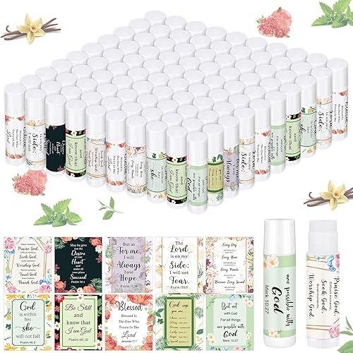 100 unidades de bálsamo labial con versículo bíblico, regalo cristiano a granel para mujeres, regalo de fe religiosa, regalo de las Escrituras,