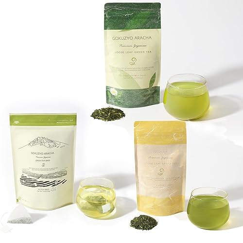 Juego de té Nozomi, Gokuzyo Aracha y bolsita de té de Japanese Green Tea Co  Surtido de té verde japonés de primera calidad  Sin OMG, sabor delicado