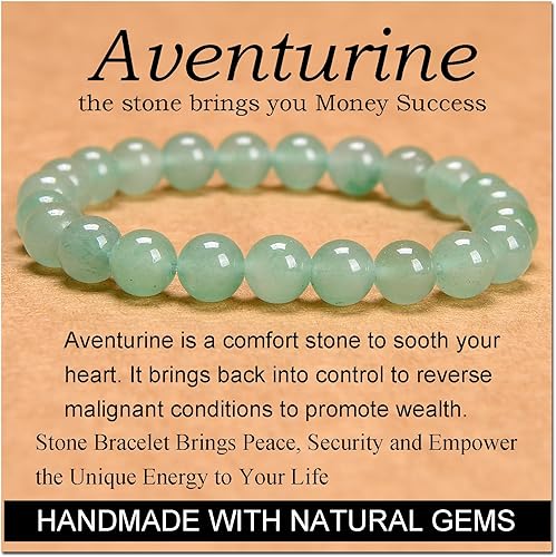 Vista 524 de MASSIVE BEADS Pulsera elástica de yoga hecha a mano con piedra natural, cristal curativo, energía, regalos para adultos unisex de 0.157 in, 0.236