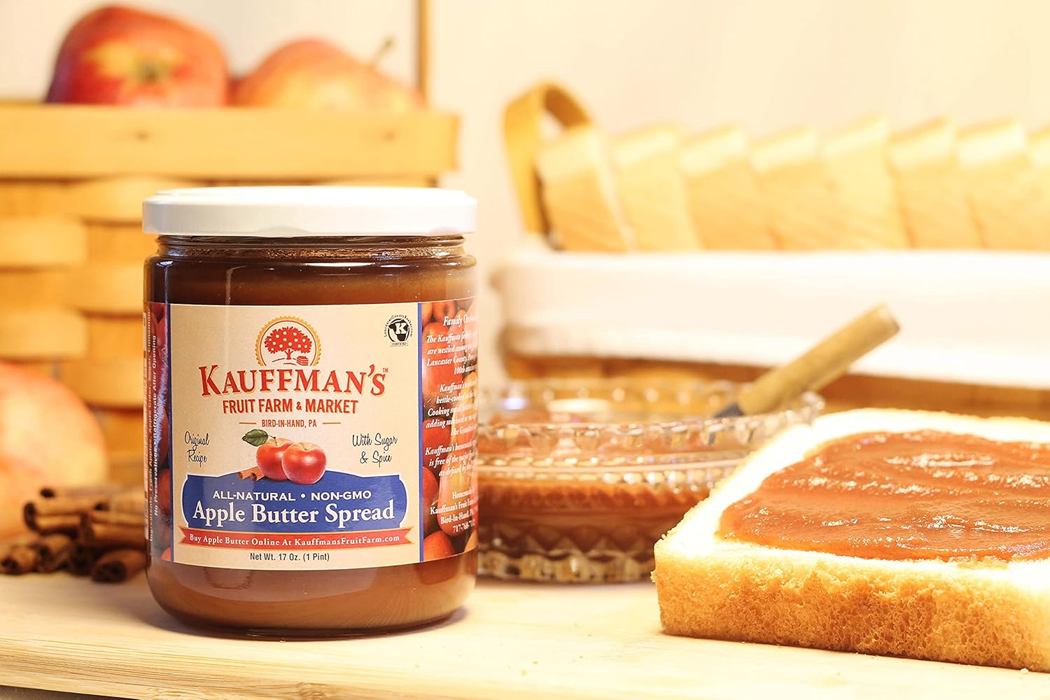Kauffman's Fruit Farm & Market Kauffman Orchards Homemade Apple Butter, Blue Label/Original Recipe, 17 Oz.