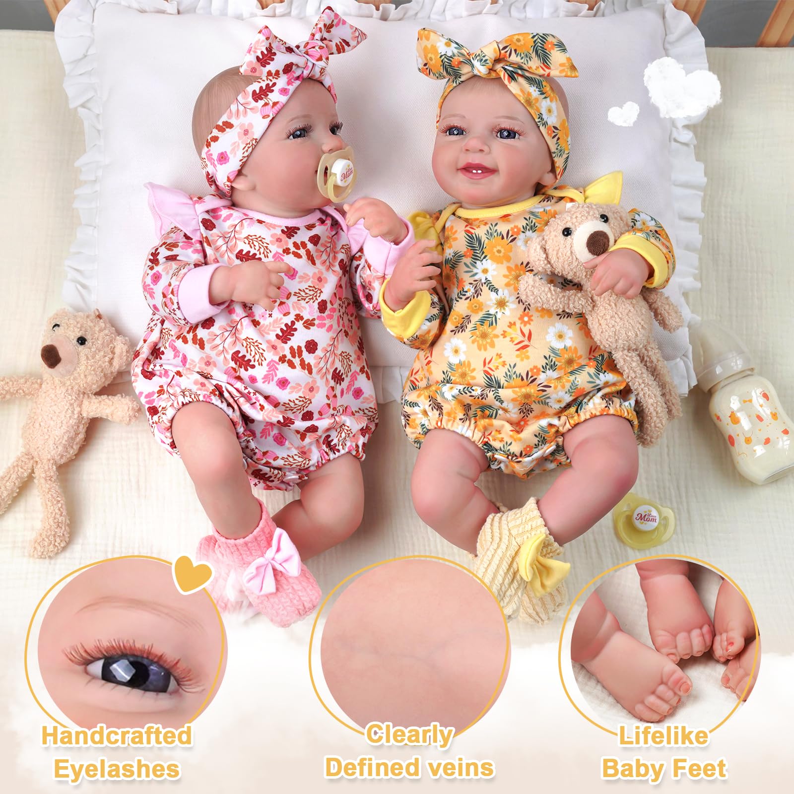 JIZHI Rinato Bambino Bambole 20 Pollici Corpo Morbido Realistiche...Bambole Reborn Con Corpo In Silicone 50cm RealisticaReborn Bambole Silicone su